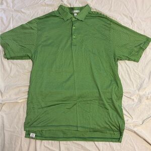 Peter Millar Green and Black Striped Polo 100% Cotton Activewear